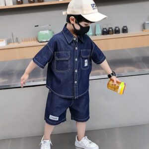 Denim short and shirt set