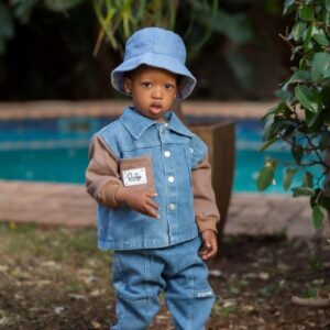 2 Piece Denim & Brown Set